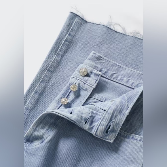 BRAND NEW Mango High-waist Wide Leg Raw Hem Denim  Sz 2 - Picture 6 of 7